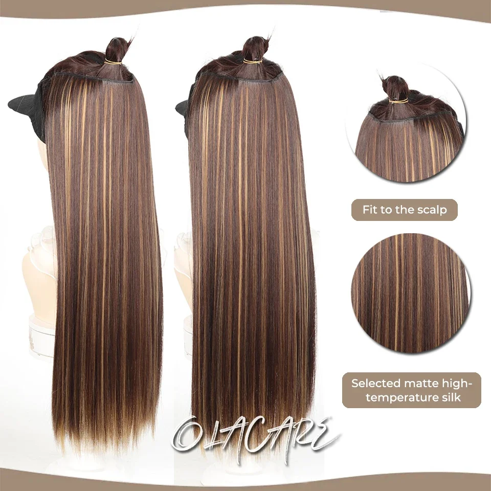 Synthetic Clip In Hair Extensions Black Brown Blonde For Women