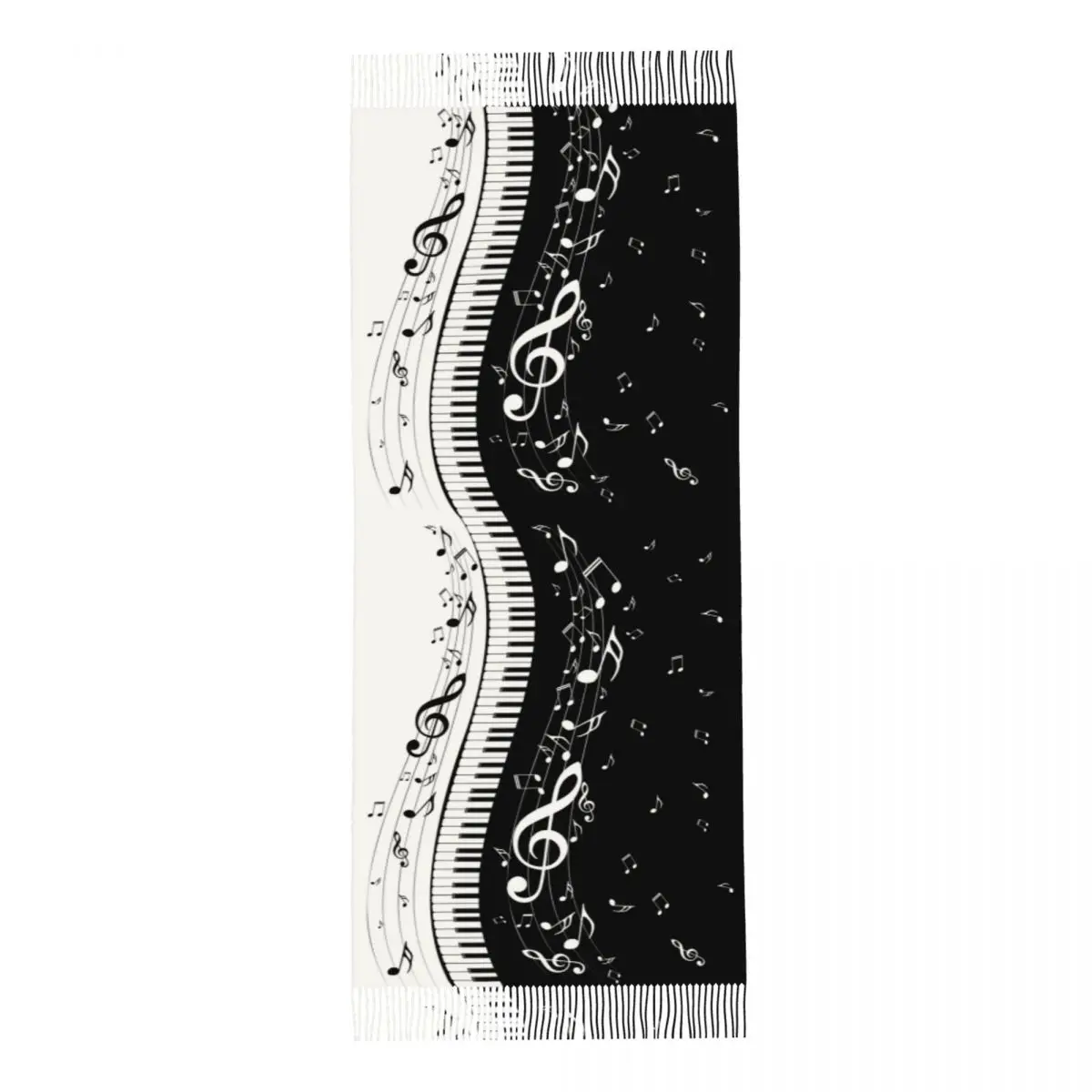Custom Piano Keyboard Musical Notes Tassel Scarf Women Soft Shawl Wrap Female Winter Scarves 5