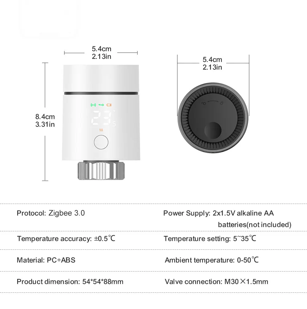Radiator thermostat product parameters