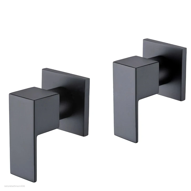 Wall Bathroom Faucet 1/4 Turn Bath Tub Solid Brass Black Tap Mixer Spout Factory Direct Modern Square Wels Hot & Cold Shower Set bathroom faucet bathroom shower faucet set