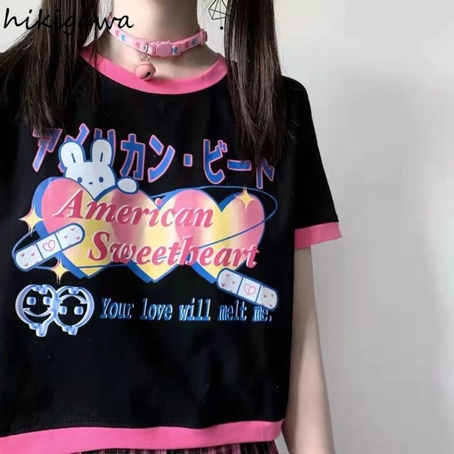Shirts for Women Japanese Sweet T Shirt Crop Tops 2023 Ropa Mujer