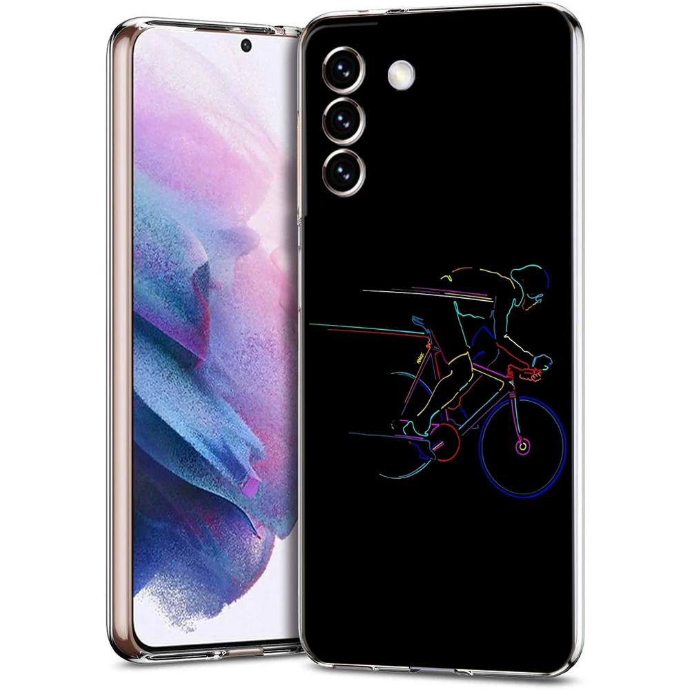 Silicone Clear Mountain Bike Cycling Art Phone Case Cover