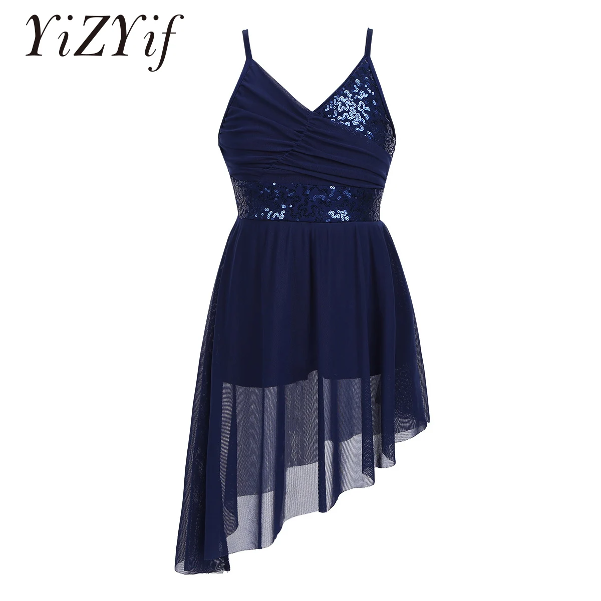 

Kids Teens Ballet Tutu Dress Gymnastics Ballerina Dance Leotard Irregular Sequined Girls Latin Dance Costumes Lyrical Dancewear