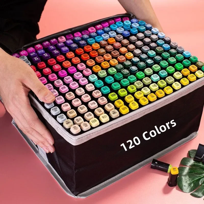 

Масляные художественные маркеры 100/120 цветов, набор ручек для рисования, двухсторонние маркеры на основе наконечников, граффити, манга, школьные товары для рукоделия