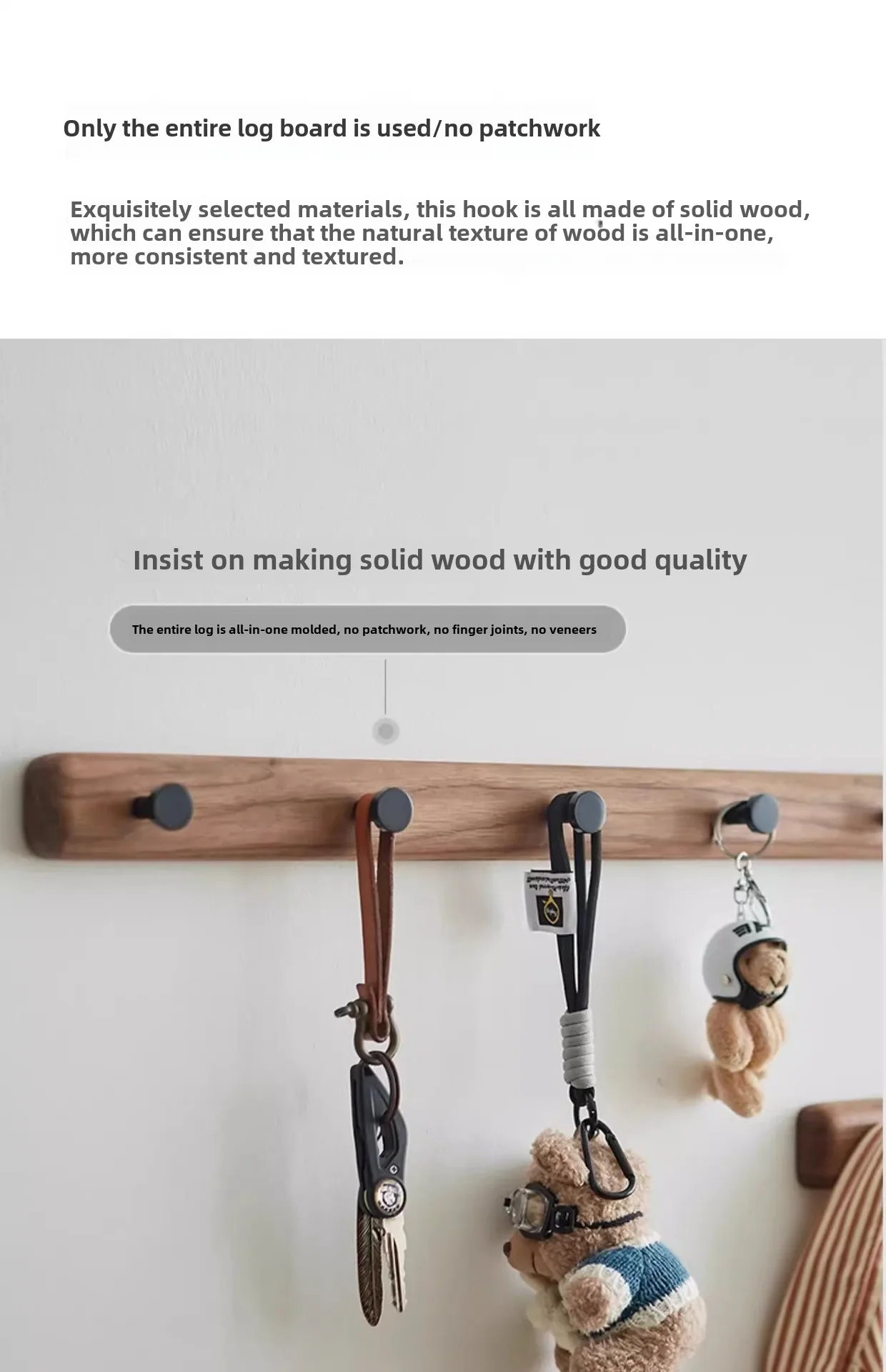 Hanging clothes rack, wall mounted black walnut wood, entrance hall, entrance door, clothes hanger, hat, clothes hook