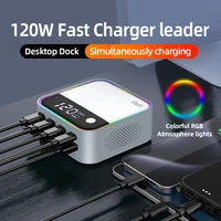 GaN USB C Charger 8 Port Desktop Charger Ambient Lighting Display 100W PD PPS Fast Charger For Laptop iPhone 15 Samsung 2