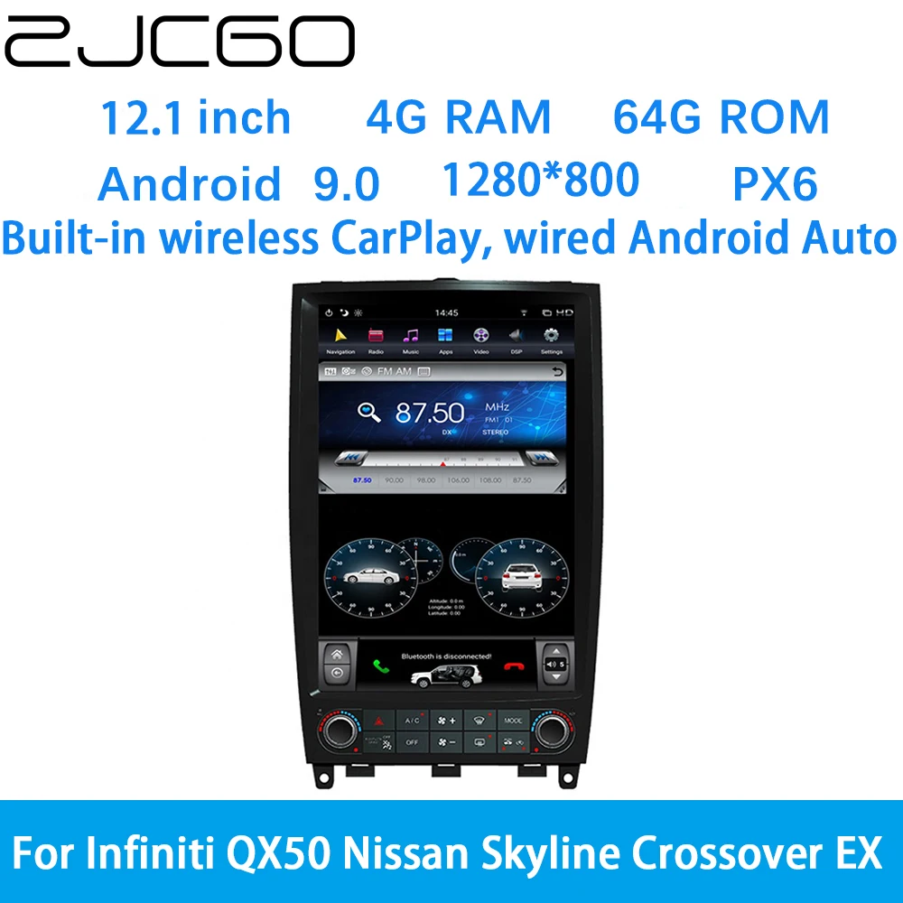 

ZJCGO Car Multimedia Player Stereo GPS DVD Radio Navigation Android Screen System for Infiniti QX50 Nissan Skyline Crossover EX