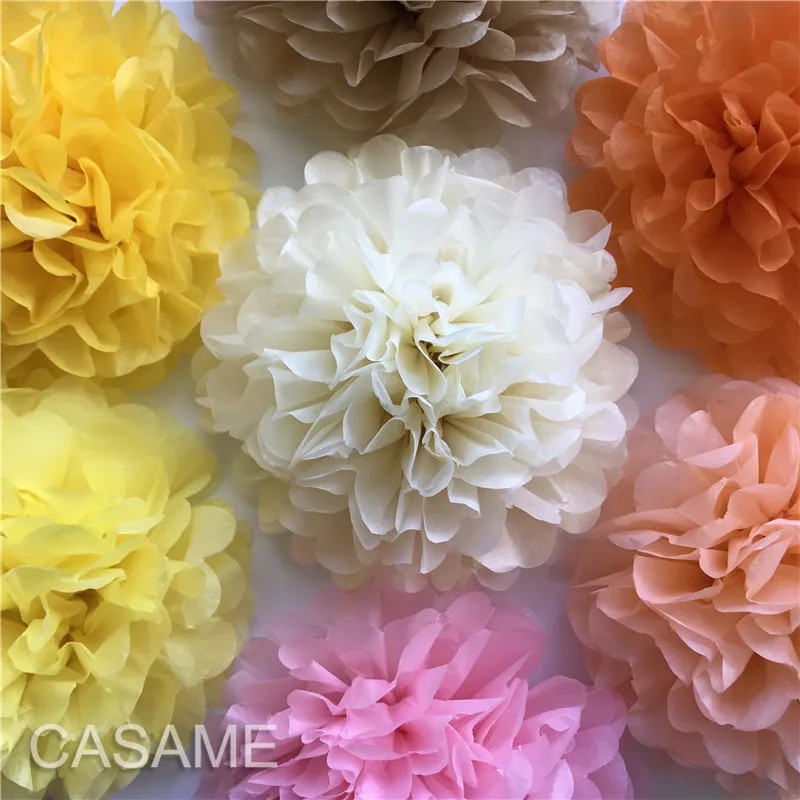 5pcs Wedding Decorative Paper Pompoms Pom Poms Flower Balls Party Home Decor Tissue Birthday Christmas DIY Decoration 25cm Dia.