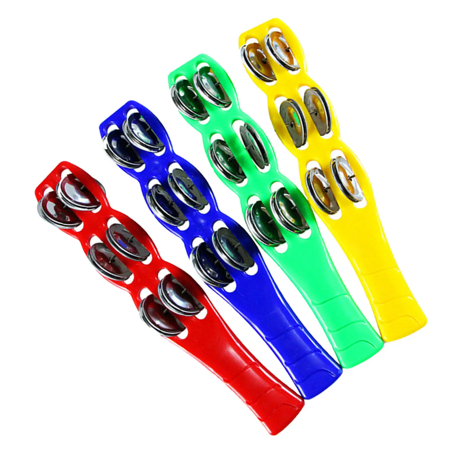 4Pcs 징글 스틱 생생한 색상의 플라스틱 악기 탬버린 스틱 휴대용 경량 바