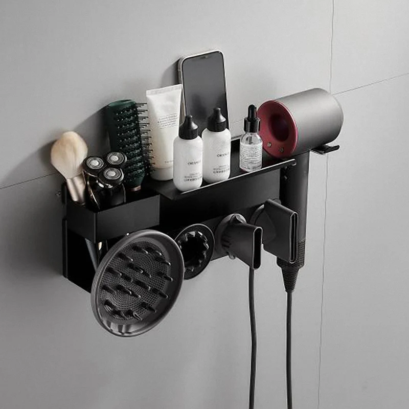 

Подходят для фен Dyson, полка для отверстий, многофункциональная настенная полка для хранения в ванной комнате