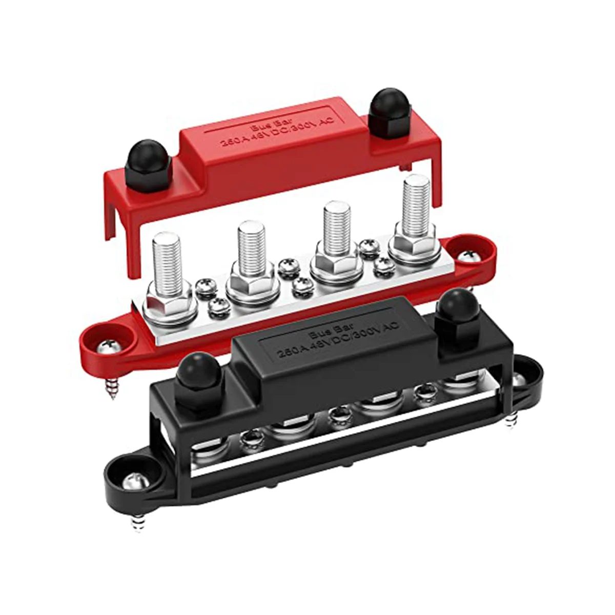 250A 12 V Bus Bar Blocco Di Distribuzione Dell'Alimentazione Della Batteria Car Audio 12 Volt Dc Busbar 4X3/8 Pollici Pali 6X8 Viti
