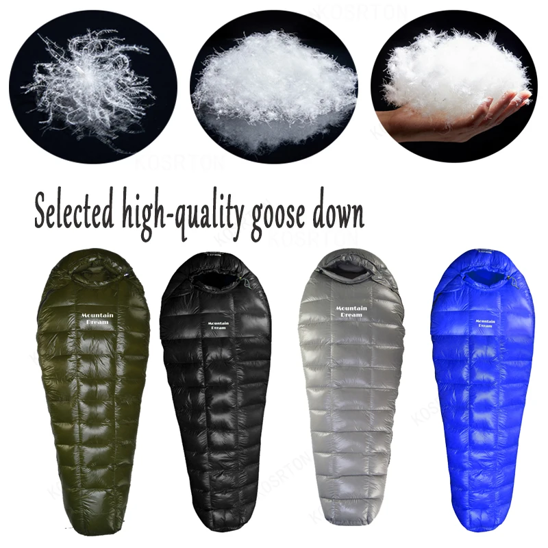 Mummy Checkered Sleeping Bag White Goose Down Filling Suitable for Adults Winter Warm Camping Travel Hiking sleeping bag survival sleeping bag