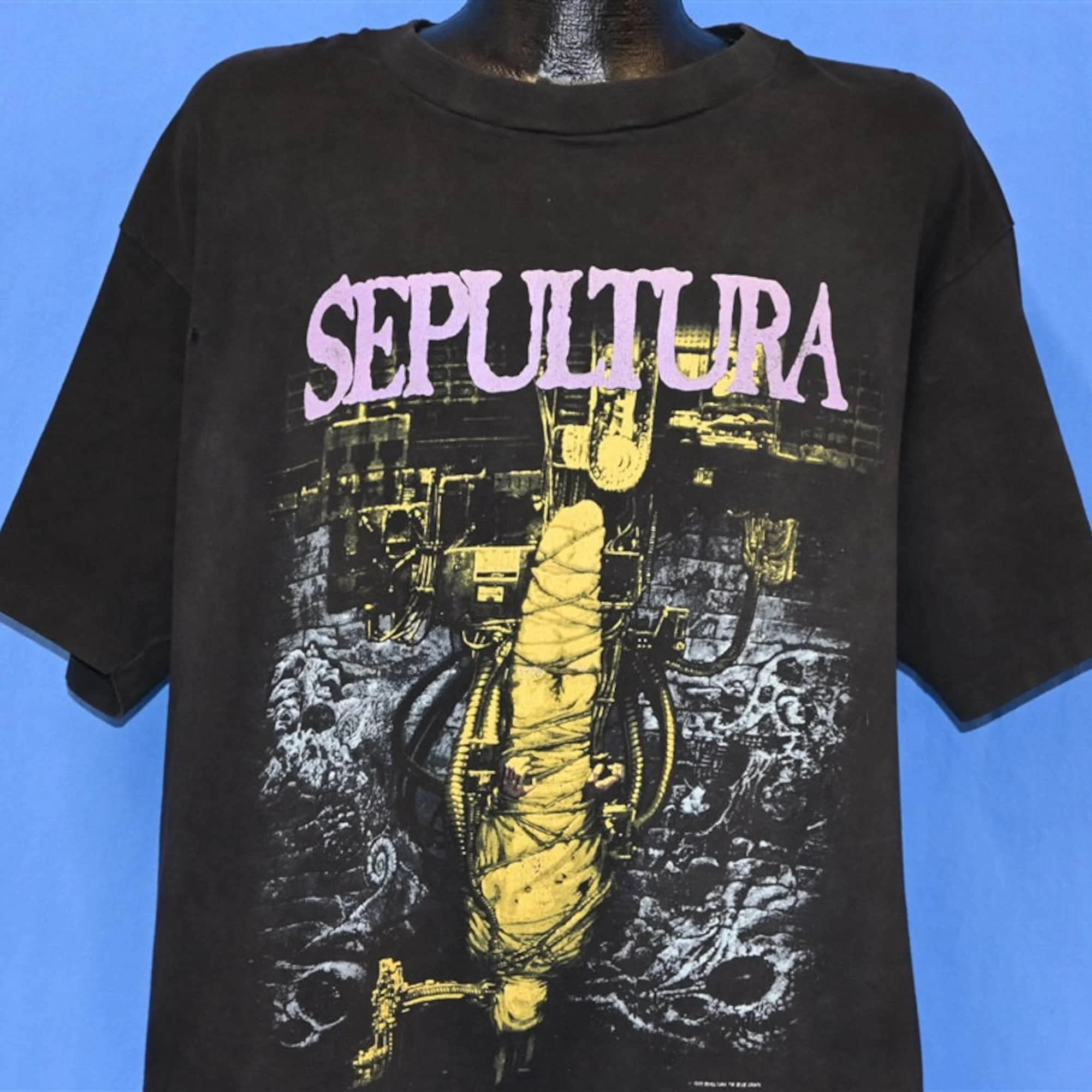 Anni '90 Sepultura Chaos A D Album Brasiliano Death Metal Band Concert T Shirt Extra Large