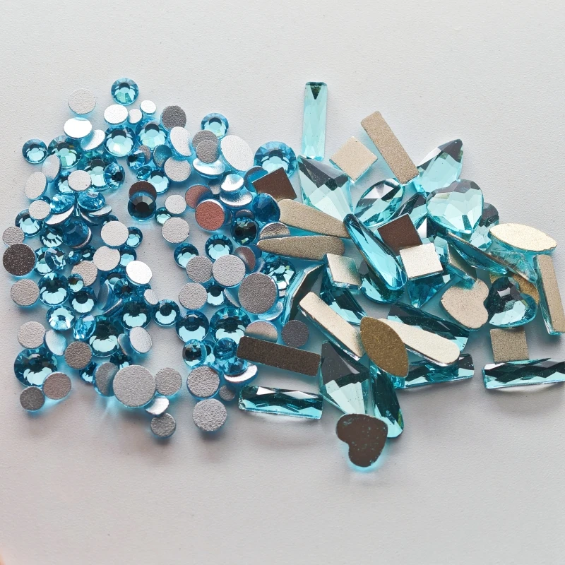 200 p/Pack Mini-Größe gemischt verschieden geformte mehrfarbige Kristall schlanke Strass 3d Maniküre Nail Art Dekoration Charms Schmuck – Detail 24