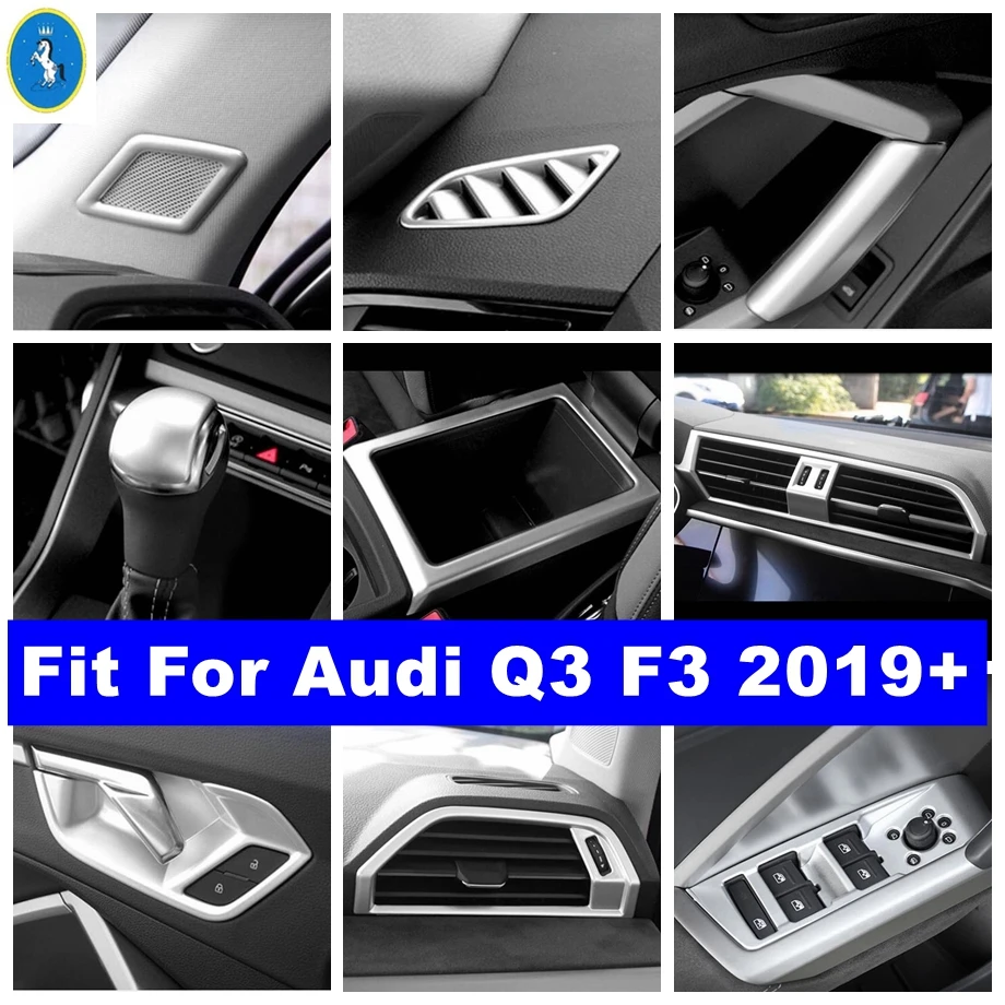 

Matte Interior Pillar A Speaker / Window Glass Lift / Door Handle Bowl Cover Trim Fit For Audi Q3 F3 2019 - 2023 Car Accessories