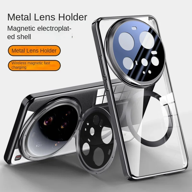 Lens Protection Invisible Stand Case with MagSafe for Wireless Charging - Matte PC Transparent Cover