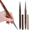 Round Wood Handle Nail Art Brush Triangular Spatula Drawing Painting Line Pen Flat Round Metal Manicure Tools 1