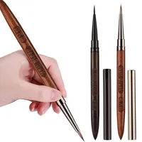 Round Wood Handle Nail Art Brush Triangular Spatula Drawing Painting Line Pen Flat Round Metal Manicure Tools 1
