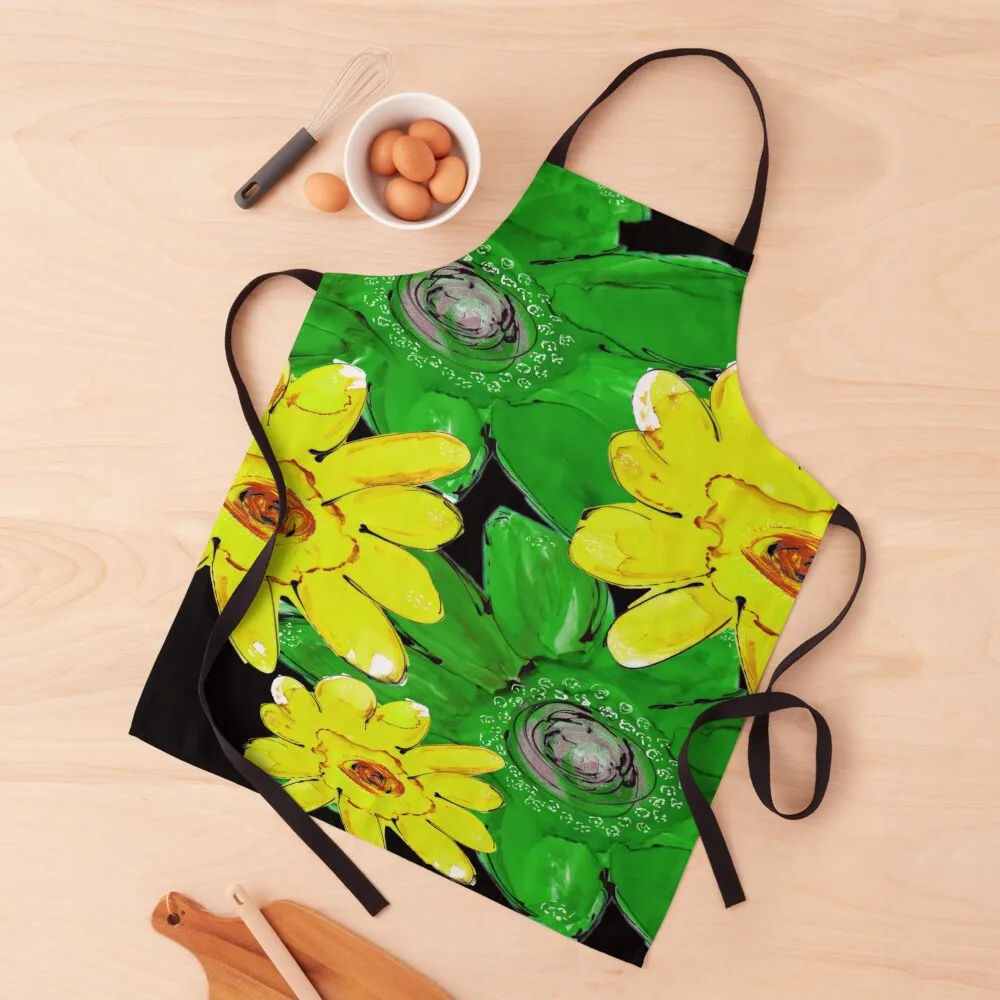 

GREEN and YELLOW FLORAL Apron kitchen item For Kitchen japanese style Kitchen Supplies Apron