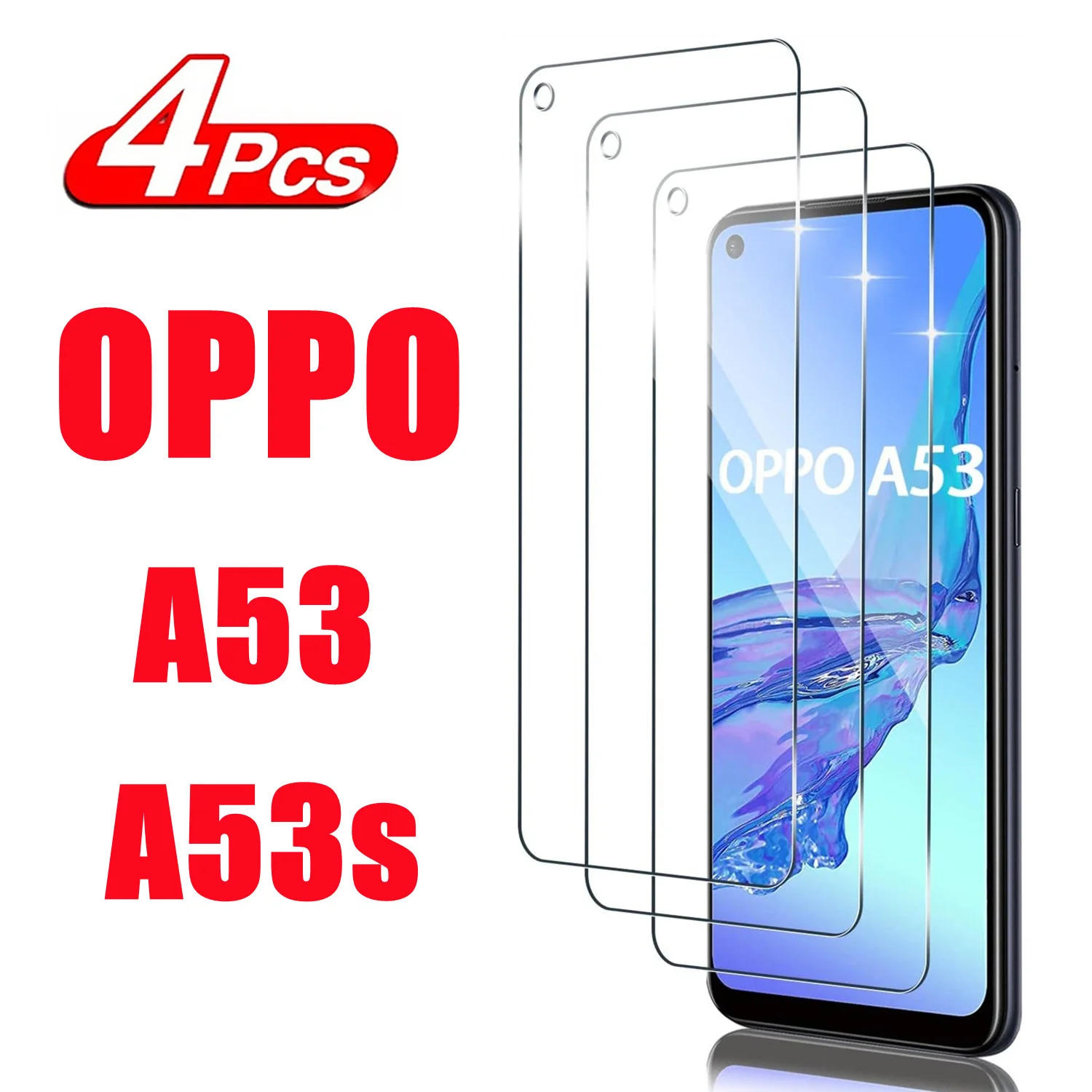 

4Pcs Tempered Glass For OPPO A53 A53S 5G Screen Protector Protective Film