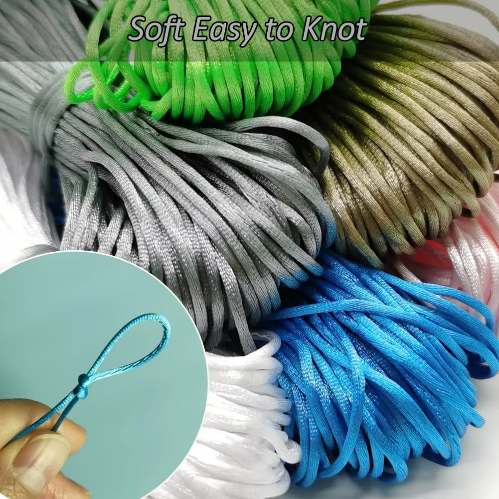 Mandala Crafts Nylon Satin Cord Rattail Trim Thread For Chinese Knotting Kumihim