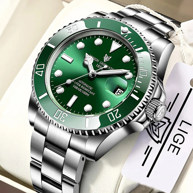 LIGE Automatic Watch for Men Top Brand Luxury Fashion Waterproof Sport Men's Mechanical WristWatches Casual Automatic Date Watch