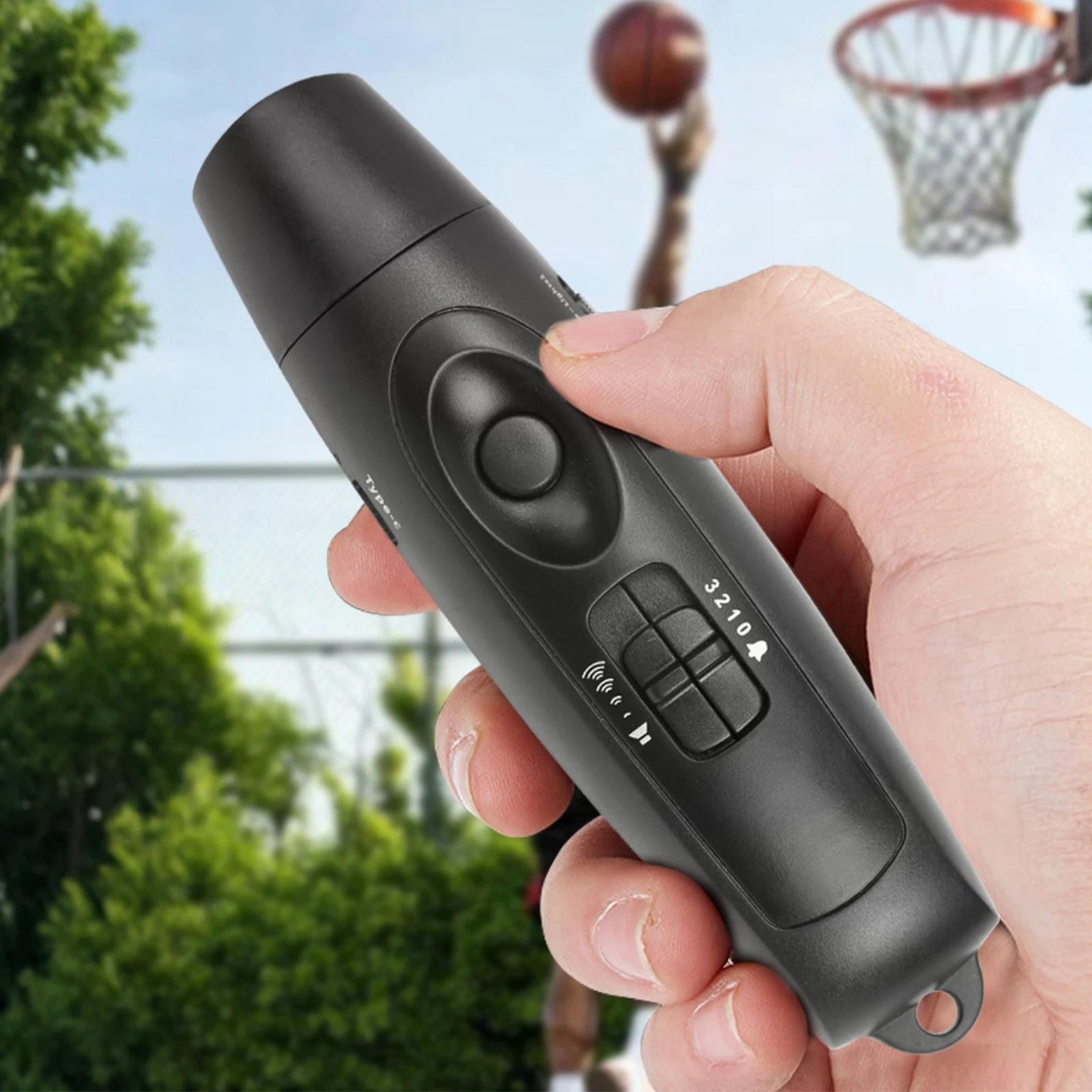USB 충전식 고음 경적, LED 안전등 및 끈이 있는 휴대용 비상 호루라기 (야외 하이킹, 야생 동물 방어용)