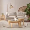 Farmhouse Round Coffee Table Set of 3, Boho Sofa Side Nesting Tables End Table Set with Wood Natural Finish for Living Room, 6