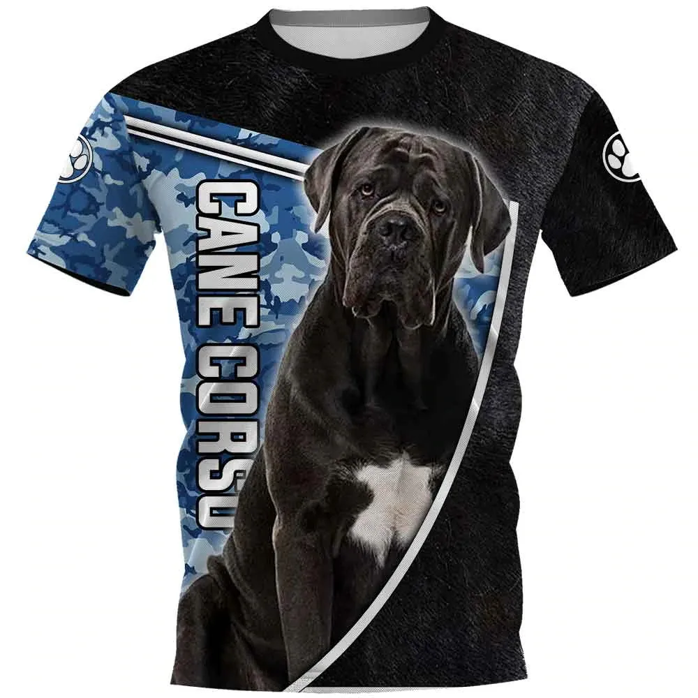 Hx Cane Corse T-Shirt 3D Graphic Navy Camouflage Tees Animali Cane Boxer Stampato Top Abbigliamento Casual Dropshipping
