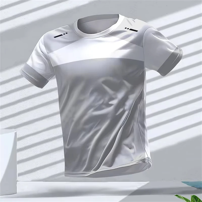 T-shirt sportive da corsa alla moda per uomo, estive, casual, per fitness all'aperto, con stampa 3D, ampie e traspiranti. - immagine 4