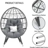 Oversize Wicker Egg Chair, Outdoor Indoor Egg Basket Lounge Chair w Large Cushion for Patio Backyard Garden Living Room (Grey) 6