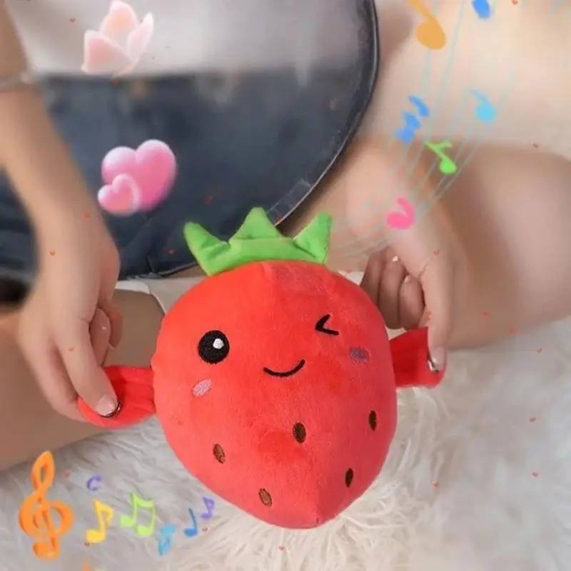 1개 크리스마스 선물 바나나 베이비 비트 센싱 창의적인 과일 신기한 부모-자녀 음악 상호작용 피아노 장난감 플러시 인형