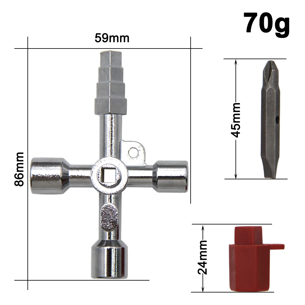 4in1 Silver Key Wrench Electrical Elevator Control Cabinet Valve Inner Triangle Quadrangle Screwdriver Tool Set 2