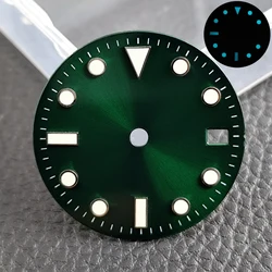 28.5mm Luminous Dial with GMT Hands - Premium Watch Accessories - No logo (54 green silvery)