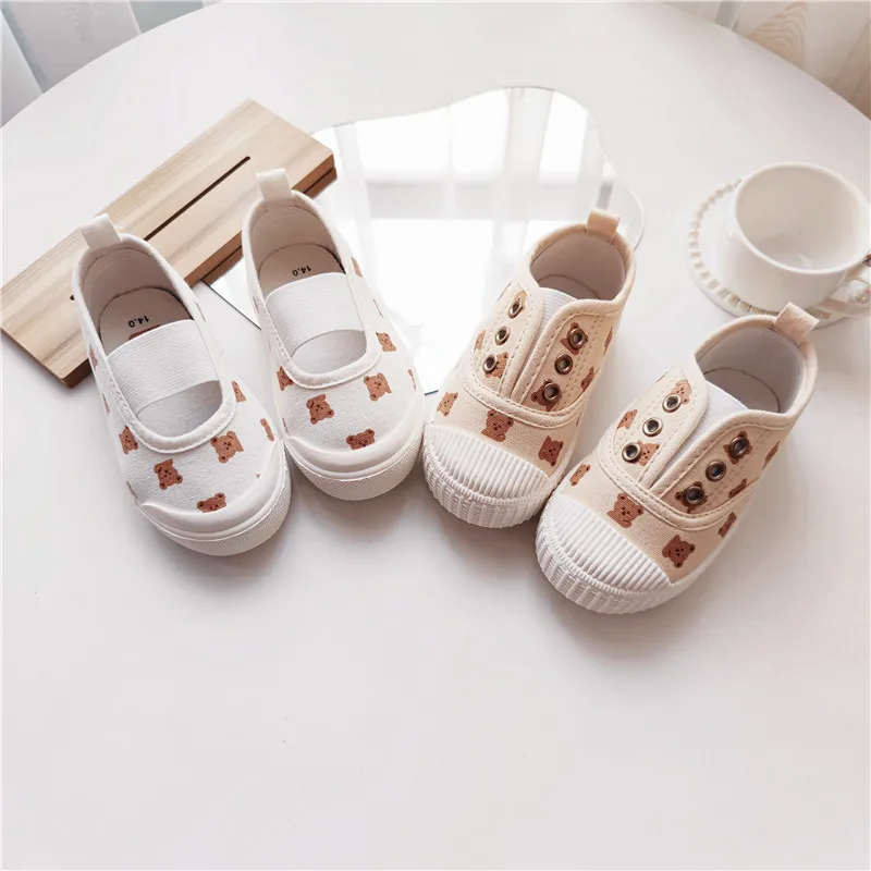 

Cartoon Bear Baby Shoes Autumn Non-slip Kids Canvas Shoes Anti-kick Toddlers Boy Girl Walkers Soft Sole Casual Children's Flats