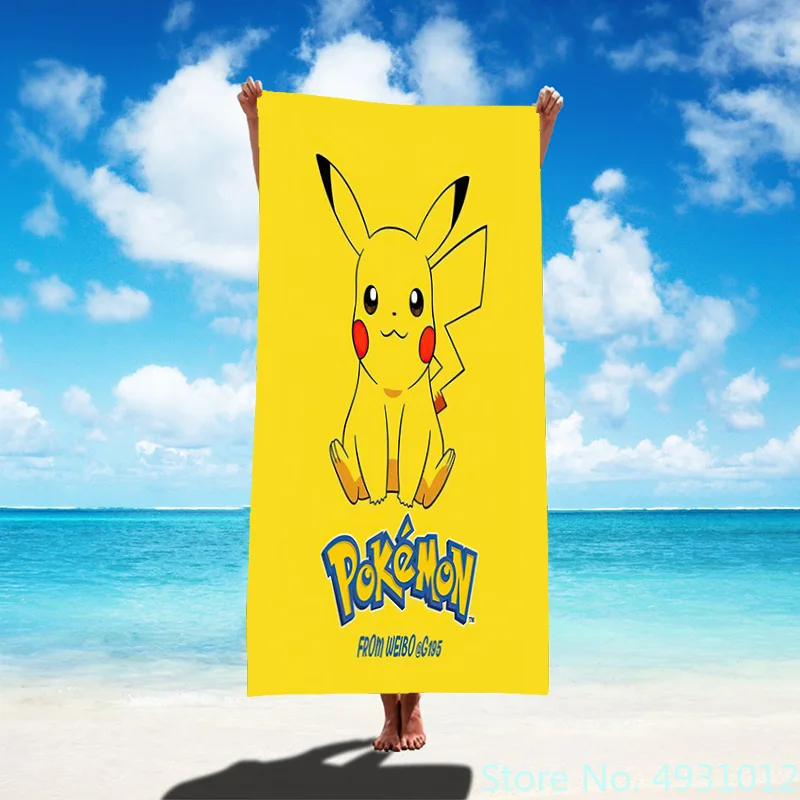 Anime Pokemon Super Pikachu Bathrobe Spitfire Dragon Microfiber Bath Towel Cartoon Printed Bathroom Beach Spa Bathing Gift