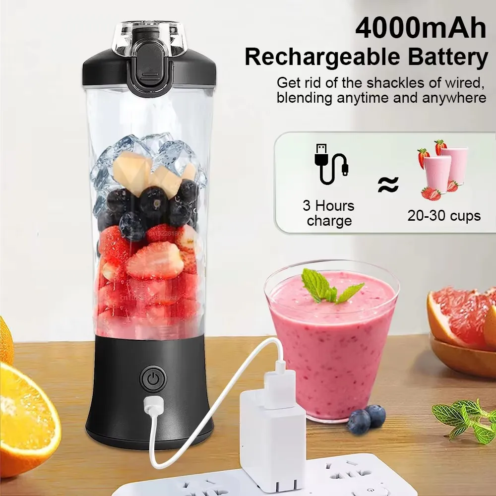 Electric Portable Juicer Mixer 600ml Mini Electric Juicer USB Rechargeable Fresh Fruit Machine Milkshake Smoothie Blender Mixing