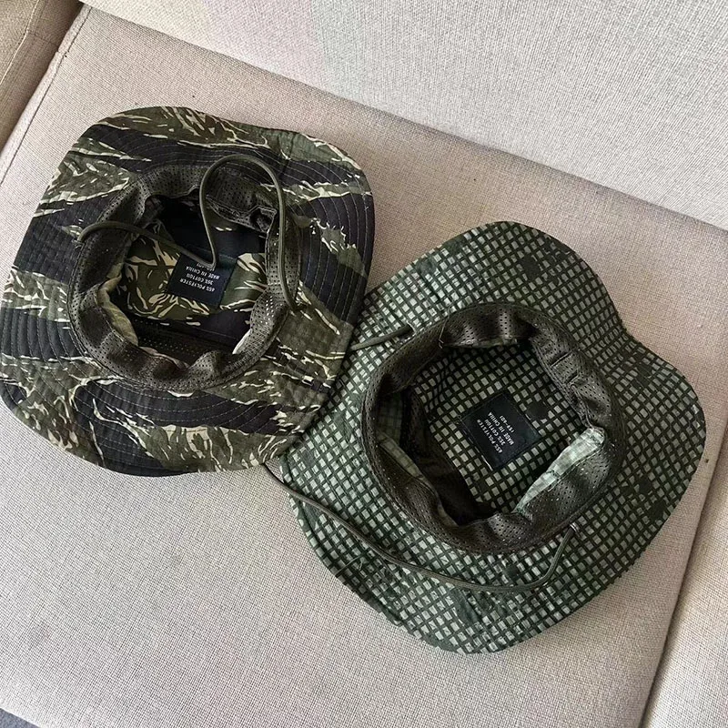 Nighttime Desert Jungle Tiger Spot Outdoor Tactical Benni Hat Breathable Subtropical Hiking Sunshade Round Edge Hat