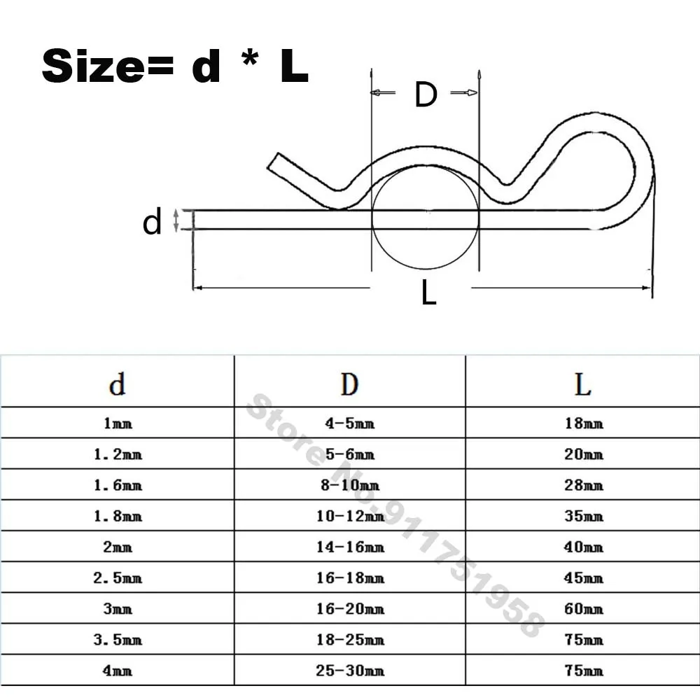 M1 M1.2 M1.6 M1.8 M2 M2.5 M3 M3.5 M4 M5 304 Stainless Steel R Spring Cotter Pin Wave Shape Split Clip Clam Tractor Pin for Car