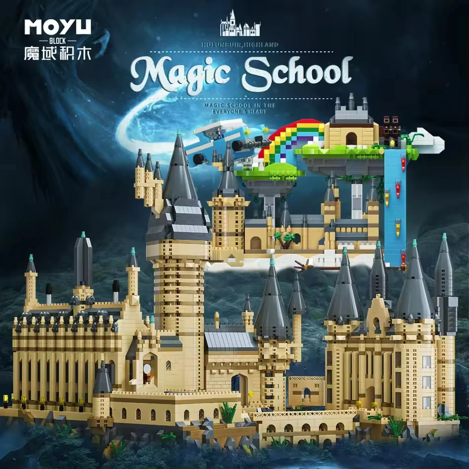 퍼즐 마이크로 입자 빌딩 블록 피규어, 매직 스쿨 포터 성 세트, 미니 벽돌 장난감 블록, MOC 교육용 6369 개