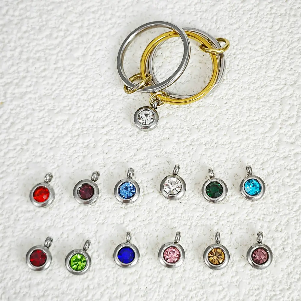 Edelstahl-Charm-Ringe-Set für Frauen, neuer INS-Mode, 12-farbiger Zirkon-Stein-Anhänger, Spinelli-Ring, einzigartiger Stapel-Schmuck – Detail 9