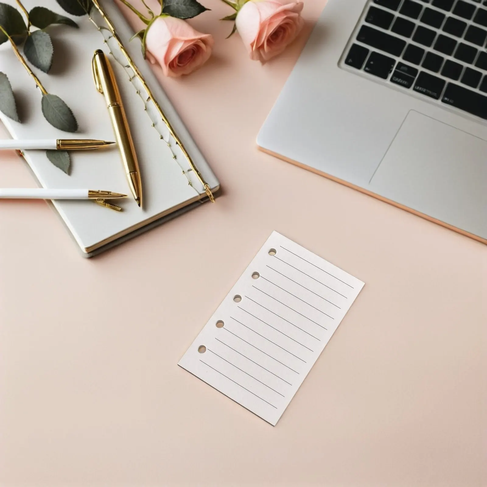 9종 리필 페이지, 줄지어 있는 그리드/무지 40매 루즈리프 용지, 두껍고 부드러운 5홀 펀치 바인더 인서트, 노트/다이어리용