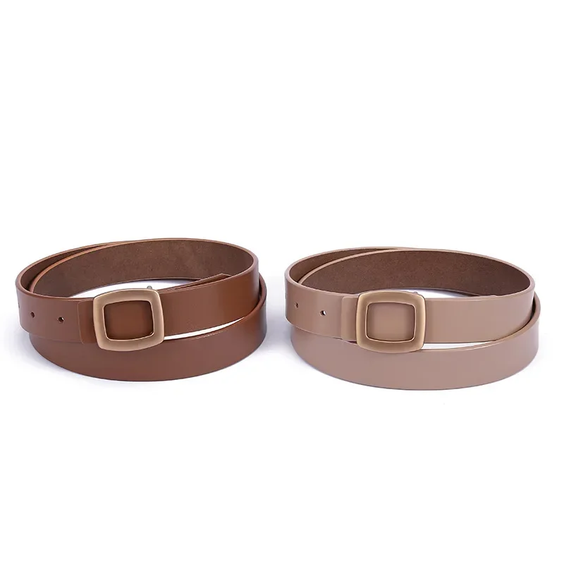 

Waistband for Women Black Jeans Square Designer Buckle Luxury New Leather 2021 Fashion Metal Belts Lady Female