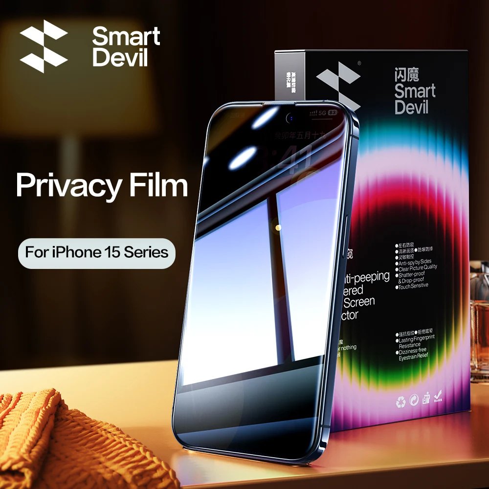 Пылезащитный экран SmartDevil для iPhone 15 Pro max 15 Plus, полное покрытие, пленка из закаленного стекла для iPhone 15 Pro