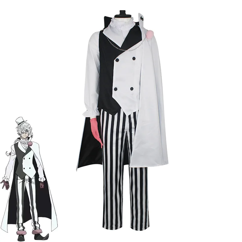 

Anime Season 4 Bungou Stray Dogs Nikolai Gogol Cosplay Costume Suit Cloak White Black Uniform Halloween Christmas Clothes