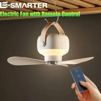 Ventilatori da soffitto portatili ventilatore da campeggio all'aperto ventilatore da tenda ventilatore elettrico ricaricabile telecomando illuminazione a LED 1
