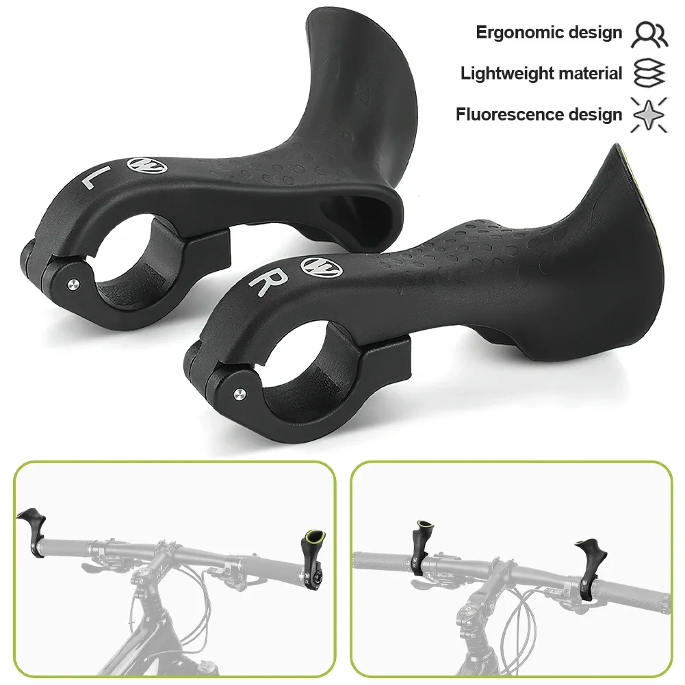 1Pair MTB Bicycle Bar Ends 22.2mm Ergonomic Mountain Bike Inner Bar Ends Nylon Reflective Handlebar Grips Mtb Cycling Parts
