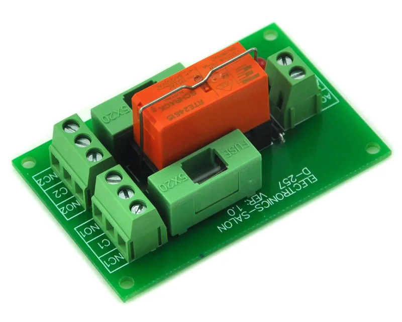 

ELECTRONICS-SALON 115VAC Control DPDT 8Amp Power Relay Fused Interface Module Board, RTE24615 AC115V.