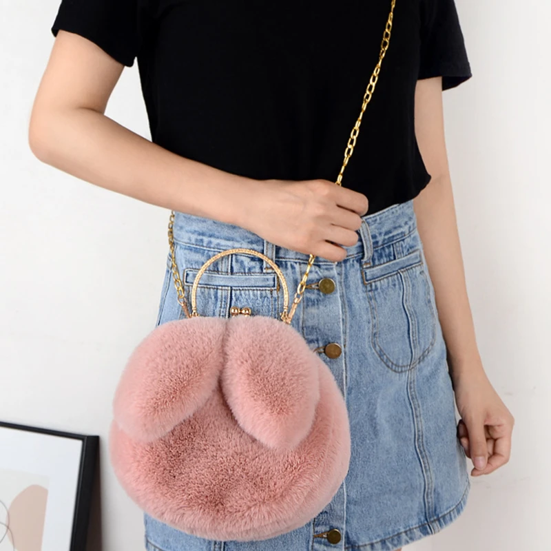 

Cute Plush Rabbit Crossbody Bags for Women Korean Version Cute Purses and Handbags Girls New Rabbit Ear Shoulder Messenger Bag
