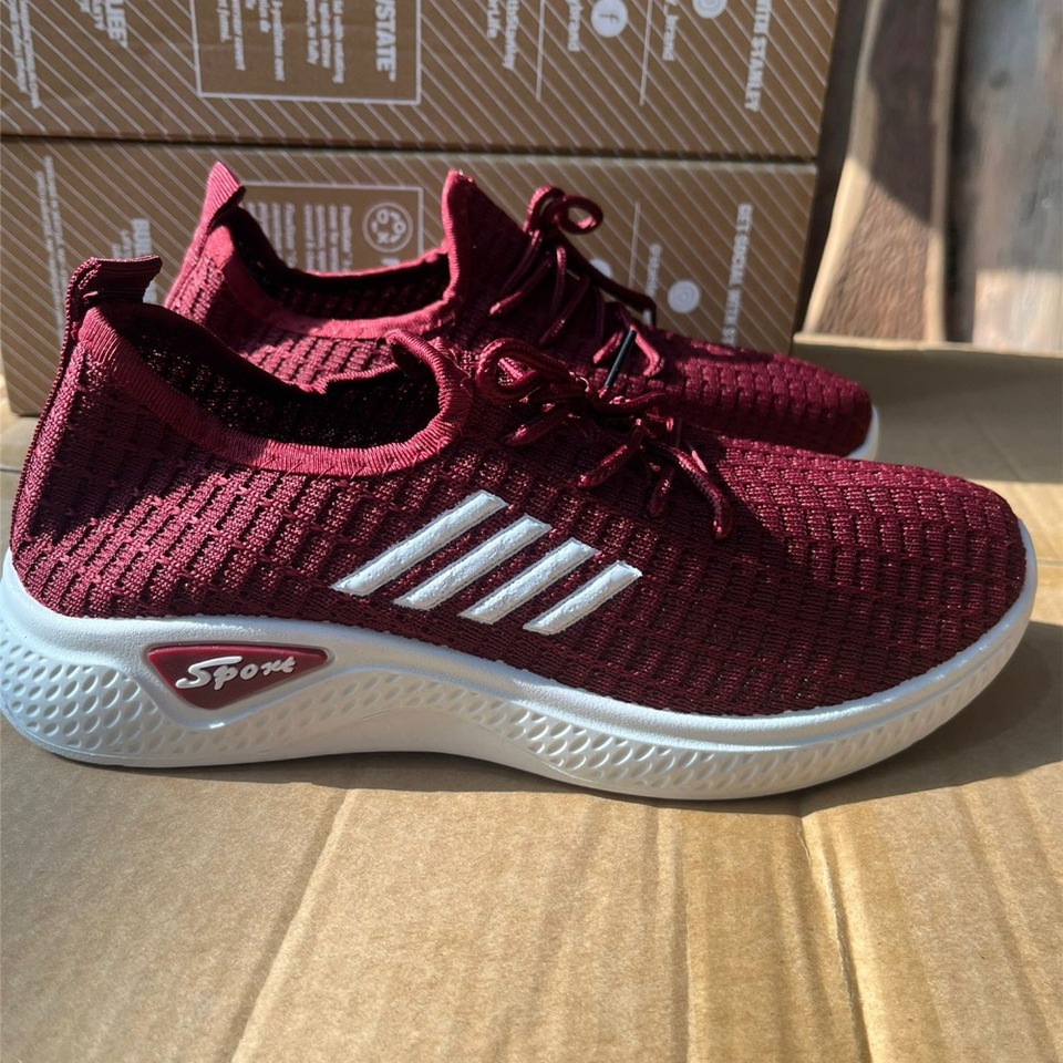 Woman Mom Shoes Mesh Low-Top Running Student Shoes Fly-Knit Sneakers Spring and Summer Soft Bottom Casualshoes Chaussure Femme